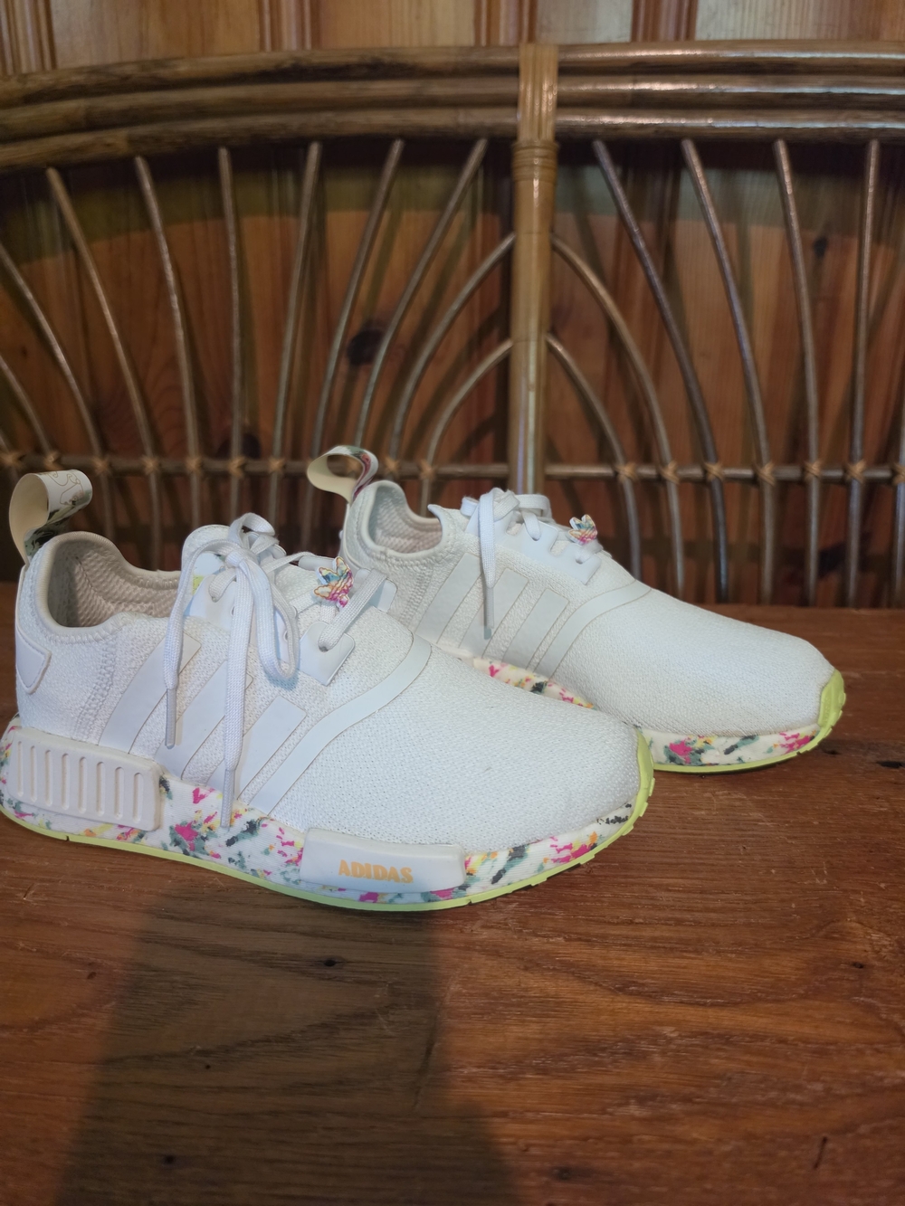 Adidas Womens White Floral NMD R1 Sport Shoes - Picture 4 of 16